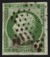 N°12b, Napoléon 5c Vert-foncé, Oblitéré étoile De Paris - TB - 1853-1860 Napoléon III.