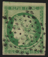 N°2, Cérès 1850, 15c Vert, Oblitéré étoile De Paris - TTB D'ASPECT - 1849-1850 Cérès