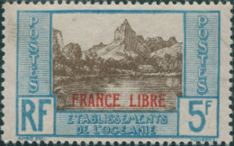 French Oceania 1941 SG137 5f Brown And Blue Papetoia Bay Ovptd FRANCE LIBRE MLH - Andere & Zonder Classificatie