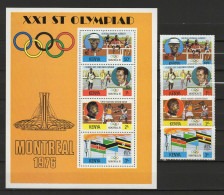 Kenya 1976 Olympic Games Montreal, Athletics, Boxing Set Of 4 + S/s MNH - Zomer 1976: Montreal