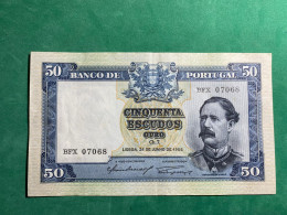 50$00 Escudos Note Plate 7, From Fontes Pereira De Melo, Dated 24 June 1955. - Portogallo