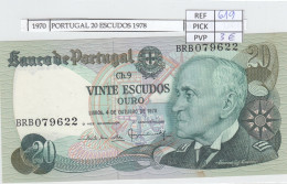 BILLETE PORTUGAL 20 ESCUDOS 1978 P-176b.3a  - Other - Europe