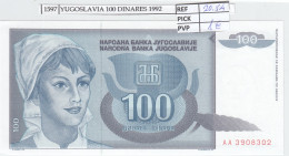 BILLETE YUGOSLAVIA 100 DINARA 1992 P-112a  - Otros – Europa