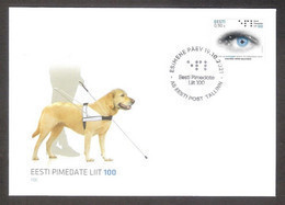 Estonian Federation Of The Blind 100 Estonia 2021  Stamp FDC Dogs Mi 1026 - Estonie