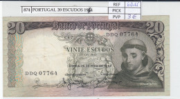 BILLETE PORTUGAL 20 ESCUDOS 1964 P-167b.1  - Other - Europe