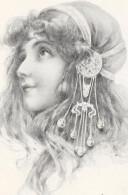 Cpa Profil Femme Aux Bijoux Art Nouveau - MM Vienne - Autres & Non Classés