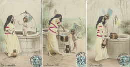 Série 1916 Cartes 1 à 6 ( 6 Cartes ) . Femme Et Fillette Libellule Au Puit. - Autres & Non Classés