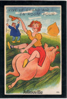 50 MANCHE - JULLOUVILLE Carte Refermant De Petites Vues, Femme Sur Cochon (voir Description) - Sonstige & Ohne Zuordnung