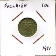 50 CENTIMES 1921 FRANCIA FRANCE Moneda #AM894.E.A - 50 Centimes
