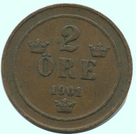 2 ORE 1901 SWEDEN Coin #AC869.2.U.A - Zweden