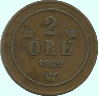 2 ORE 1889 SWEDEN Coin #AC930.2.U.A - Zweden