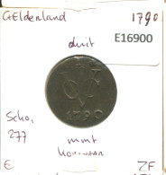 1790 GELDERLAND VOC DUIT IINDES NÉERLANDAIS NETHERLANDS NEW YORK COLONIAL PENNY #E16900.8.F.A - Niederländisch-Indien