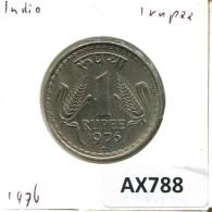 1 RUPEE 1976 INDIA Moneda #AX788.E.A - India