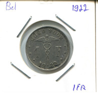1 FRANC 1922 DUTCH Text BELGIEN BELGIUM Münze #AU612.D.A - 1 Frank