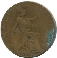 HALF PENNY 1914 UK GBAN BRETAÑA GREAT BRITAIN Moneda #AG792.1.E.A - C. 1/2 Penny