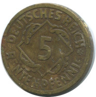 5 REINTENPFENNIG 1924 A GERMANY Coin #AD821.9.U.A - 5 Rentenpfennig & 5 Reichspfennig