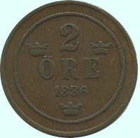 2 ORE 1886 SCHWEDEN SWEDEN Münze #AC914.2.D.A - Sweden