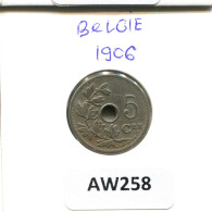 5 CENTIMES 1906 BELGIQUE BELGIUM Pièce #AW258.F.A - 5 Cent