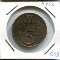 5 MARK 1969 DDR EAST GERMANY Coin #AR762.U.A - 5 Marcos