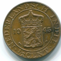 1/2 CENT 1945 INDIAS ORIENTALES DE LOS PAÍSES BAJOS INDONESIA Bronze #S13093.E.A - Indes Neerlandesas