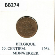 50 CENTIMES 1954 FRENCH Text BELGIUM Coin #BB274.U.A - 50 Cents