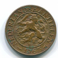 1 CENT 1965 NETHERLANDS ANTILLES Bronze Fish Colonial Coin #S11109.U.A - Antillas Neerlandesas