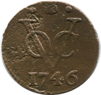 1746 UTRECHT VOC Duit NIEDERLANDE OSTINDIEN NY COLONIAL PENNY #VOC1328.12.D.A - Indes Néerlandaises