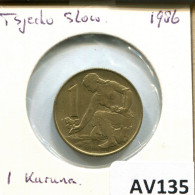 1 KORUNA 1986 TSCHECHOSLOWAKEI CZECHOSLOWAKEI SLOVAKIA Münze #AV135.D.A - Checoslovaquia
