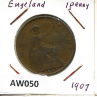 PENNY 1907 UK GRANDE-BRETAGNE GREAT BRITAIN Pièce #AW050.F.A - D. 1 Penny