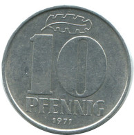 10 PFENNIG 1971 A DDR EAST DEUTSCHLAND Münze GERMANY #AE097.D.A - 10 Pfennig