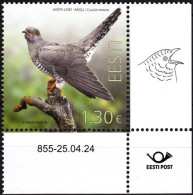 ESTONIA 2024-08 FAUNA Animals: Bird Of The Year - Cuckoo. CORNER, MNH - Koekoeken En Toerako's