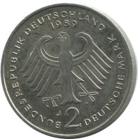 2 DM 1989 J L.ERHARD WEST & UNIFIED GERMANY Coin #AG265.3.U.A - 2 Mark