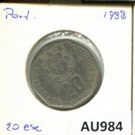 20 ESCUDOS 1988 PORTUGAL Coin #AU984.U.A - Portugal