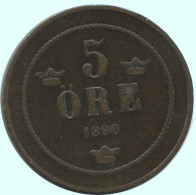 5 ORE 1890 SUÈDE SWEDEN Pièce #AC640.2.F.A - Suède