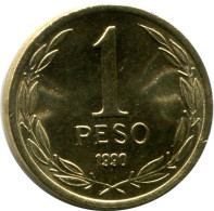 1 PESO 1990 CHILE UNC Coin #M10148.U.A - Cile