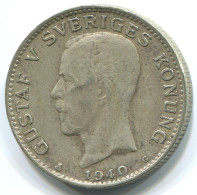 1 KRONA 1940 SUECIA SWEDEN PLATA Moneda #WW1077.E.A - Suède
