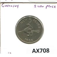 5 NEW PENCE 1968 GUERNSEY Moneda #AX708.E.A - Guernesey