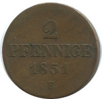 SAXONY 2 PFENNIG 1851 F Dresden Mint German States #DE10536.12.U.A - Other & Unclassified