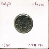 1 FRANC 1990 DUTCH Text BÉLGICA BELGIUM Moneda #AR421.E.A - 1 Franc