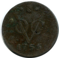 1755 UTRECHT VOC 1/2 DUIT INDES NÉERLANDAIS NETHERLANDS Koloniale Münze #VOC1483.11.F.A - Niederländisch-Indien