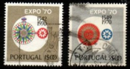 PORTUGAL   -  1970 .  Y&T N° 1086 / 1087 Oblitérés.  Expo Osaka 70 - Used Stamps