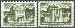 Turkey; 1961 50th Anniv. Of Kandilli Observatory ERROR "Shifted Print (Green Color)" - Unused Stamps