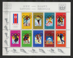 North Korea 1978 Olympic Games Sapporo And Innsbruck Sheetlet MNH - Inverno1976: Innsbruck