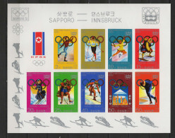 North Korea 1978 Olympic Games Sapporo And Innsbruck Sheetlet Imperf. MNH -scarce- - Inverno1976: Innsbruck