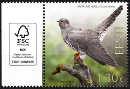ESTONIA 2024-08 FAUNA Animals: Bird Of The Year - Cuckoo. FSC Margin, MNH - Cuco, Cuclillos