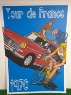 PEUGEOT 404 - VELO CYCLISME - TOUR DE FRANCE 1970 - AFFICHE POSTER - Voitures