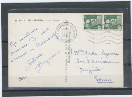 TYPE GANDON N°884 PAIRE /CP -Obl CàD  STRASBOURG 27-8-1952 - Brieven En Documenten