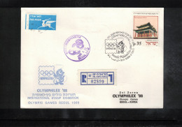Israel 1988 Olympic Games Seoul - OLYMPHILEX'88  Interesting Registered Letter - Estate 1988: Seul