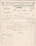 Facture Henri Mons Primeurs à Narbonne Pour Gaven à Villefranche De Lauragais 1919 - Alimentos