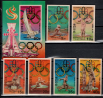 North Korea 1976 Olympic Games Montreal, Sailing, Fencing, Equestrian, Basketball Etc. Set Of 6 + S/s 3-D MNH -scarce- - Zomer 1976: Montreal